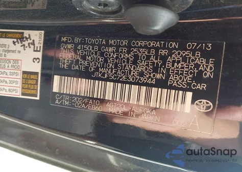 2014 Scion Tc from USA, damaged, VIN JTKJF5C72E3073944